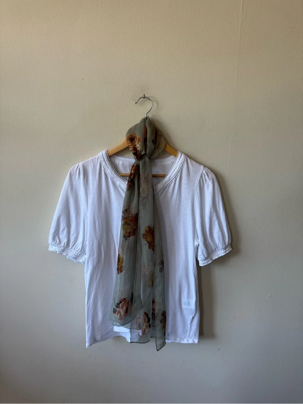 J. Crew White Henley Top with Loop Trim